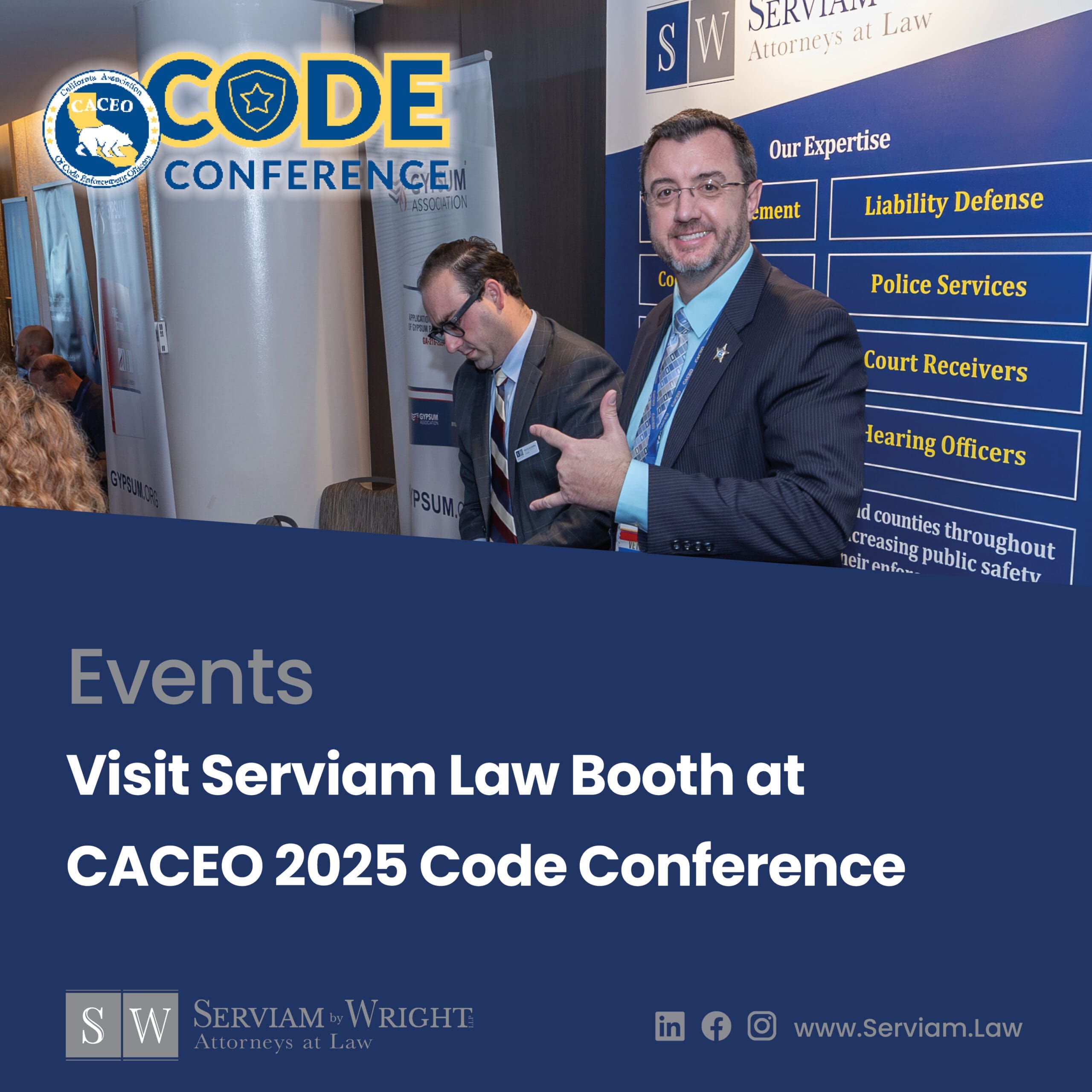 Serviam Law News – Events – 2025 CACEO Code Conference Meet Serviam Team at the 2025 CACEO Code Conference in Sacramento